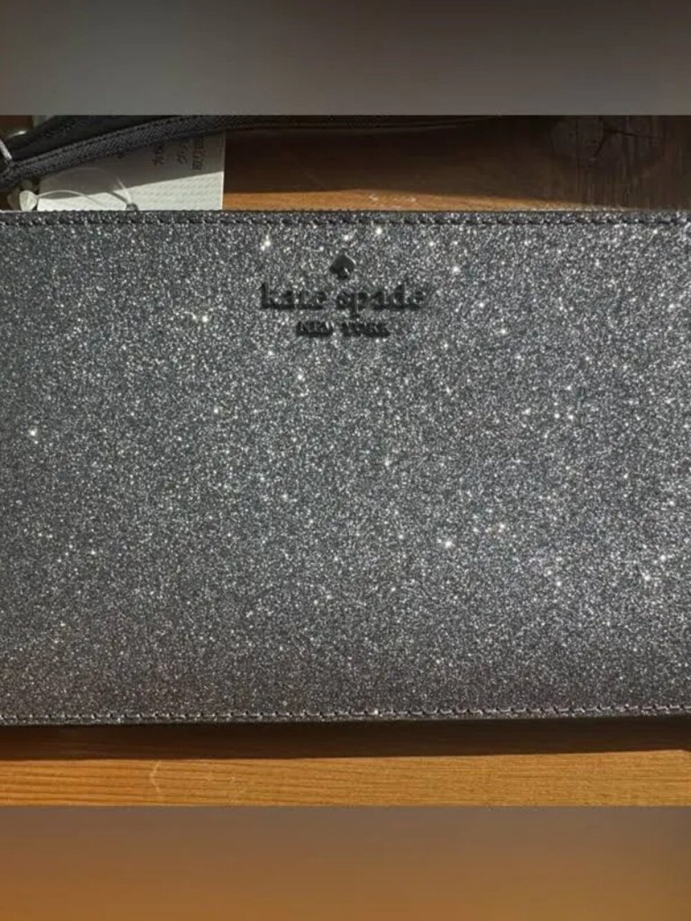 NWT SET - Kate Spade Silver Glitter L-Shape Wristlet & Silver Star Earrings